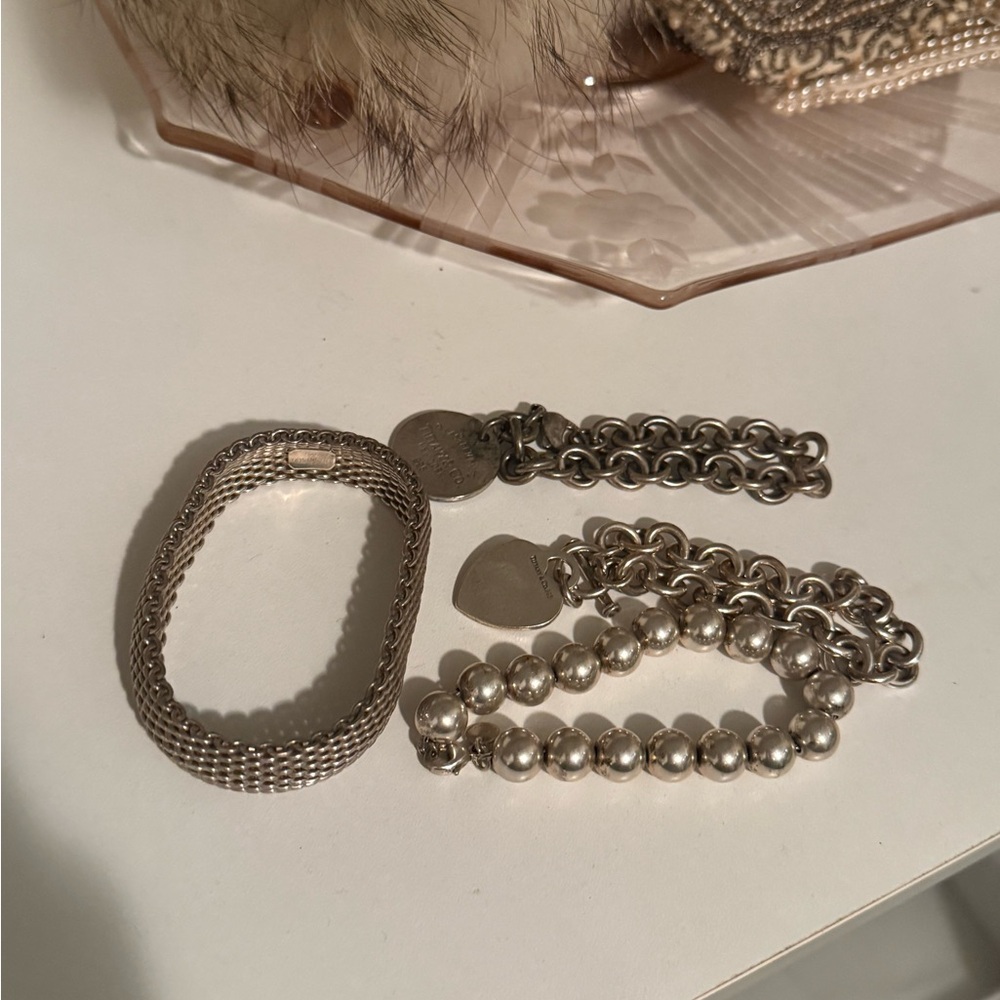 Tiffany & Co. Silver Chain and Bead Bracelet